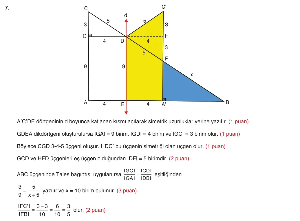 9. Sınıf Matematik 2025-2026 2. Dönem 1. Yazılı 7. Soru (Yazılıya Hazırlanıyorum) resmi çözüm görseli