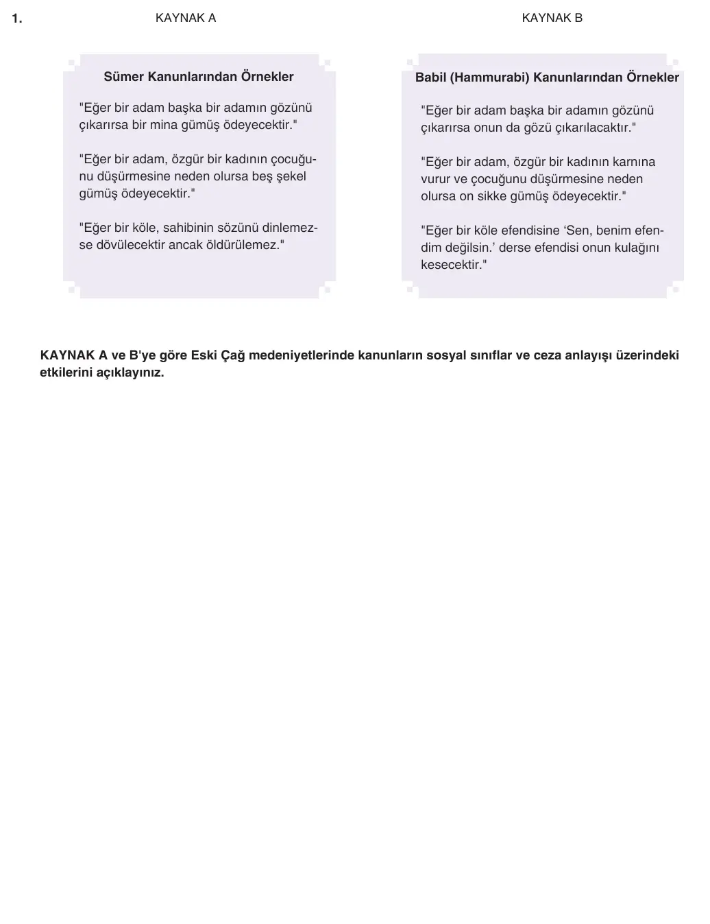 9. Sınıf Tarih 2025-2026 2. Dönem 1. Yazılı 1. Soru (Yazılıya Hazırlanıyorum) görseli
