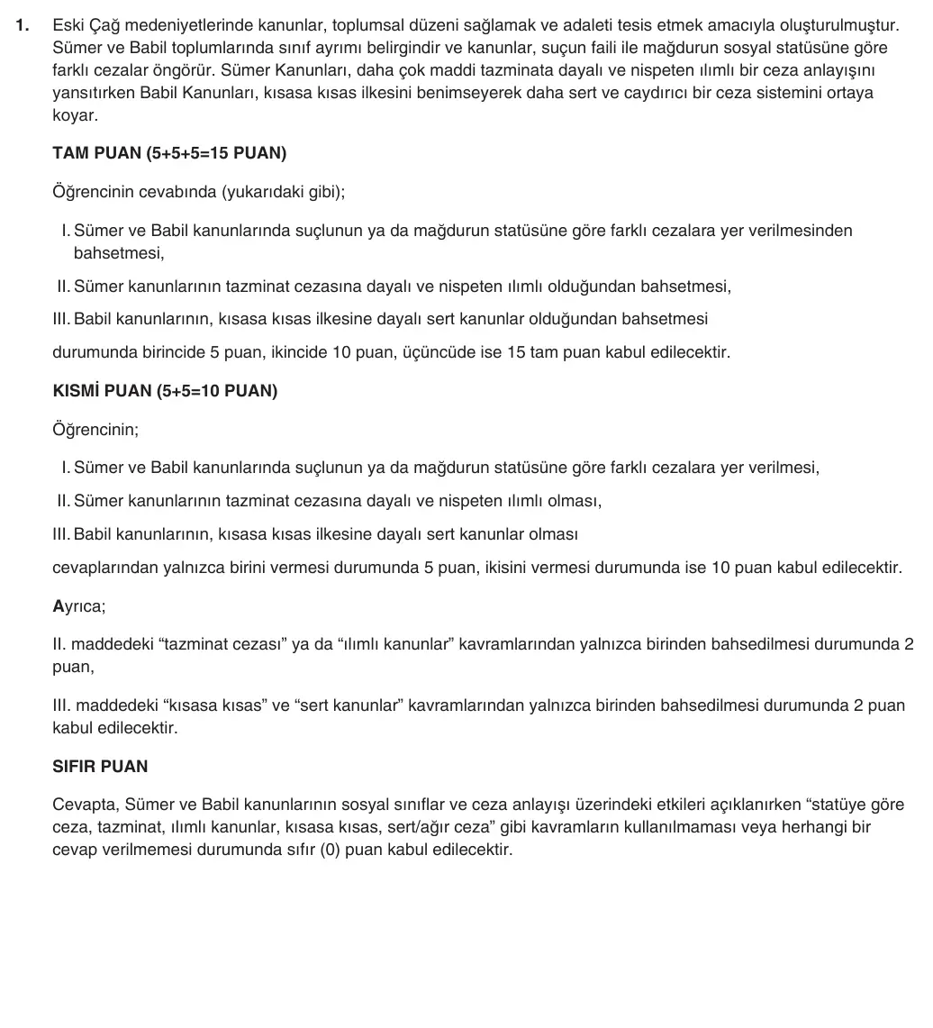 9. Sınıf Tarih 2025-2026 2. Dönem 1. Yazılı 1. Soru (Yazılıya Hazırlanıyorum) resmi çözüm görseli