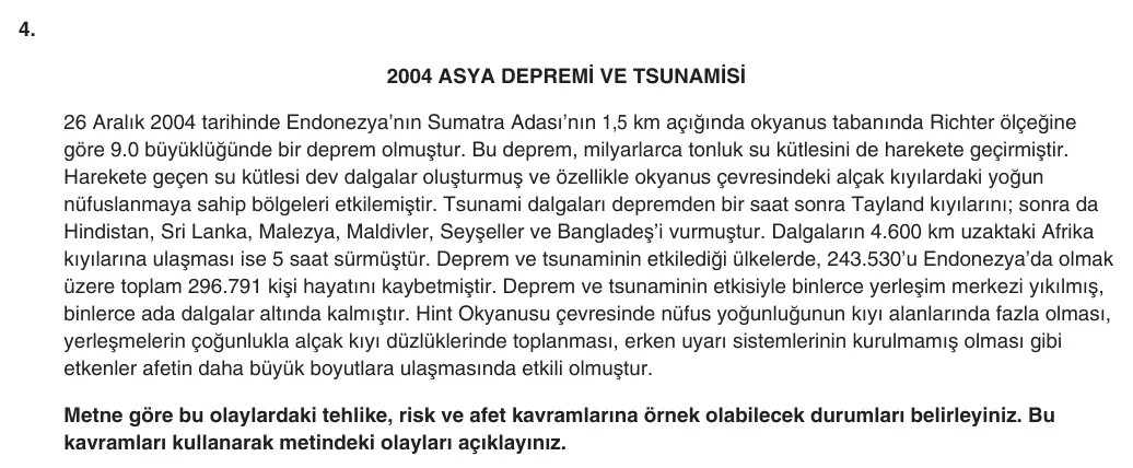 9. Sınıf Coğrafya 2025-2026 2. Dönem 2. Yazılı 4. Soru (Yazılıya Hazırlanıyorum) görseli