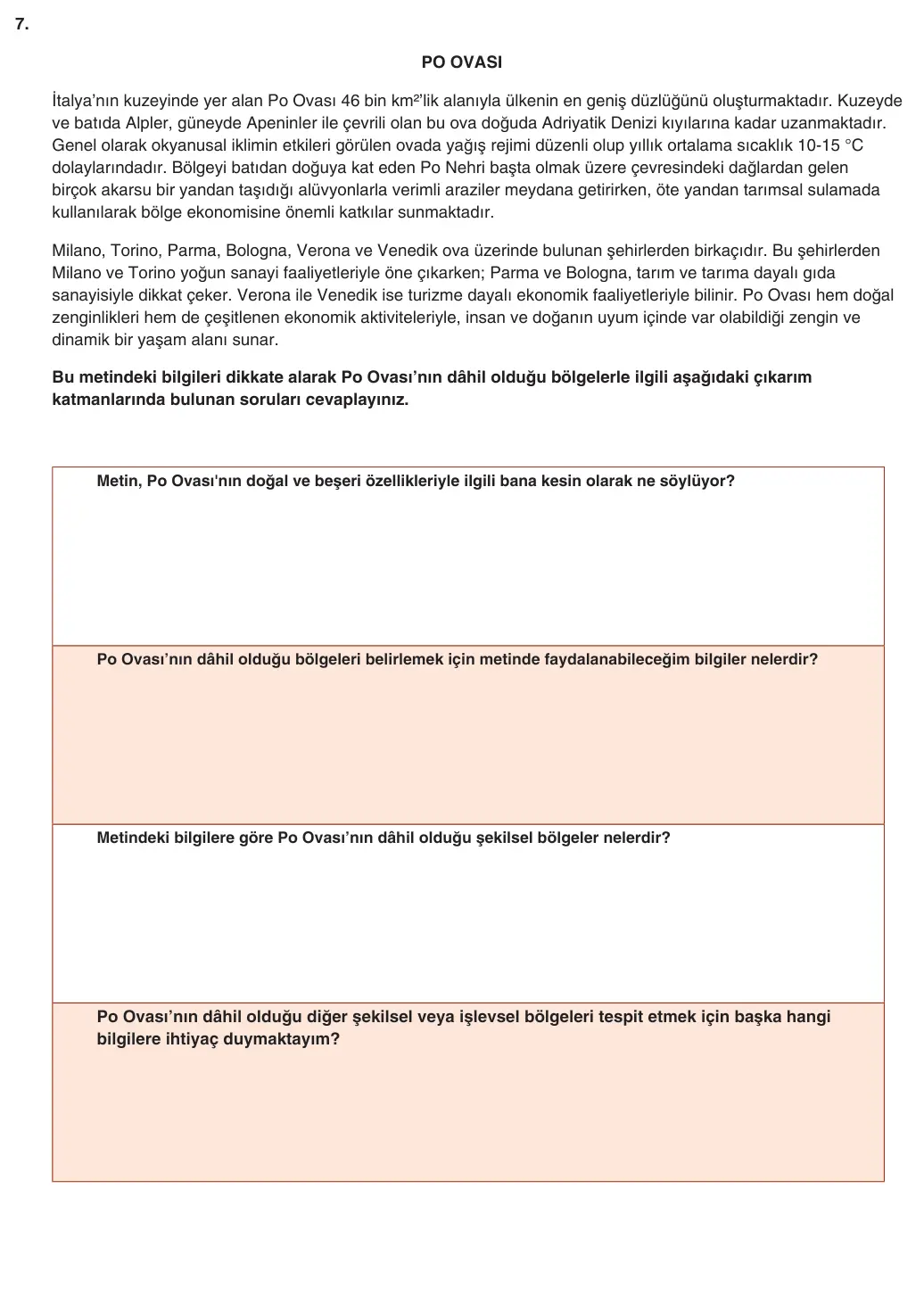 9. Sınıf Coğrafya 2025-2026 2. Dönem 2. Yazılı 7. Soru (Yazılıya Hazırlanıyorum) görseli (1/2)