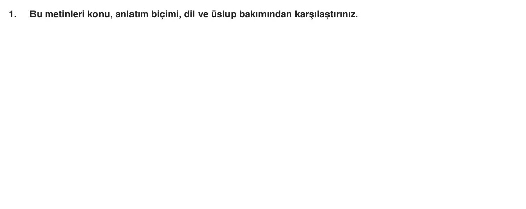9. Sınıf Türk Dili ve Edebiyatı 2025-2026 2. Dönem 2. Yazılı 1. Soru (Yazılıya Hazırlanıyorum) görseli