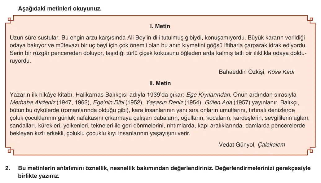 9. Sınıf Türk Dili ve Edebiyatı 2025-2026 2. Dönem 2. Yazılı 2. Soru (Yazılıya Hazırlanıyorum) görseli
