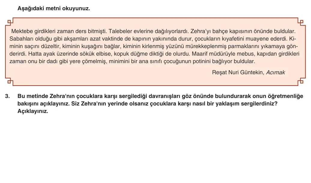 9. Sınıf Türk Dili ve Edebiyatı 2025-2026 2. Dönem 2. Yazılı 3. Soru (Yazılıya Hazırlanıyorum) görseli