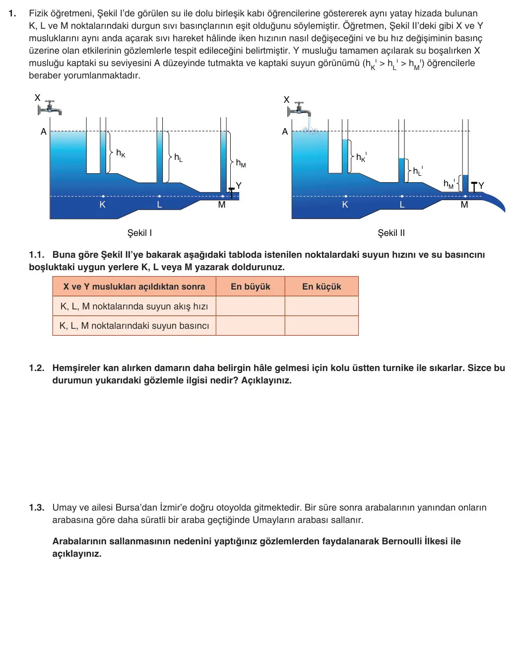 9. Sınıf Fizik 2025-2026 2. Dönem 2. Yazılı 1. Soru (Yazılıya Hazırlanıyorum) görseli
