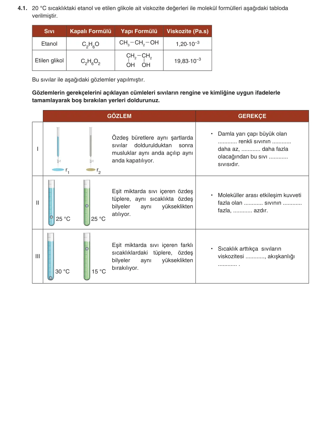9. Sınıf Kimya 2025-2026 2. Dönem 2. Yazılı 4. Soru (Yazılıya Hazırlanıyorum) görseli (1/2)