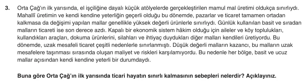 9. Sınıf Tarih 2025-2026 2. Dönem 2. Yazılı 3. Soru (Yazılıya Hazırlanıyorum) görseli