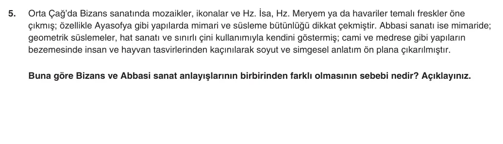 9. Sınıf Tarih 2025-2026 2. Dönem 2. Yazılı 5. Soru (Yazılıya Hazırlanıyorum) görseli (1/2)
