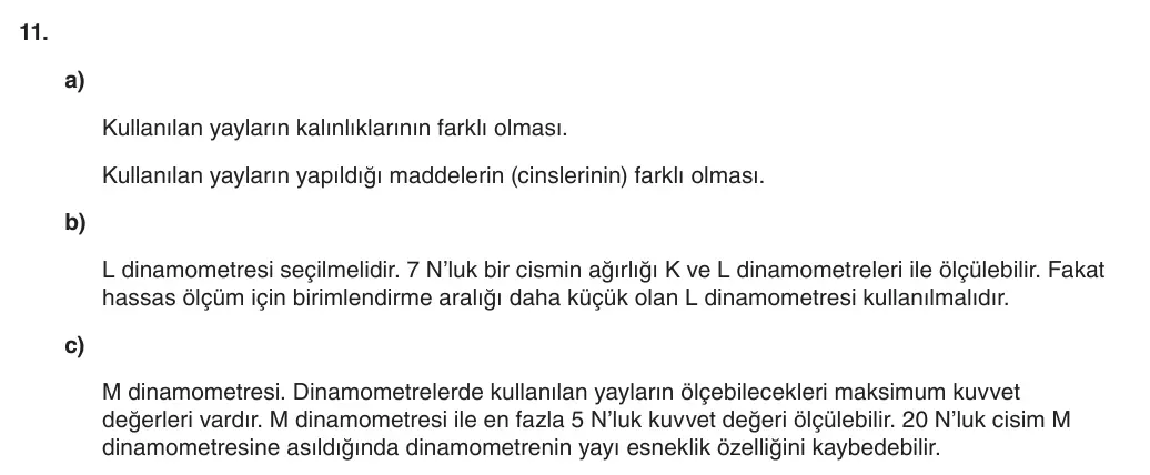 5. Sınıf Fen Bilimleri 2026-2027 1. Dönem 1. Yazılı 11. Soru (Yazılıya Hazırlanıyorum) resmi çözüm görseli
