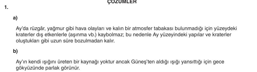 5. Sınıf Fen Bilimleri 2026-2027 1. Dönem 1. Yazılı 1. Soru (Yazılıya Hazırlanıyorum) resmi çözüm görseli