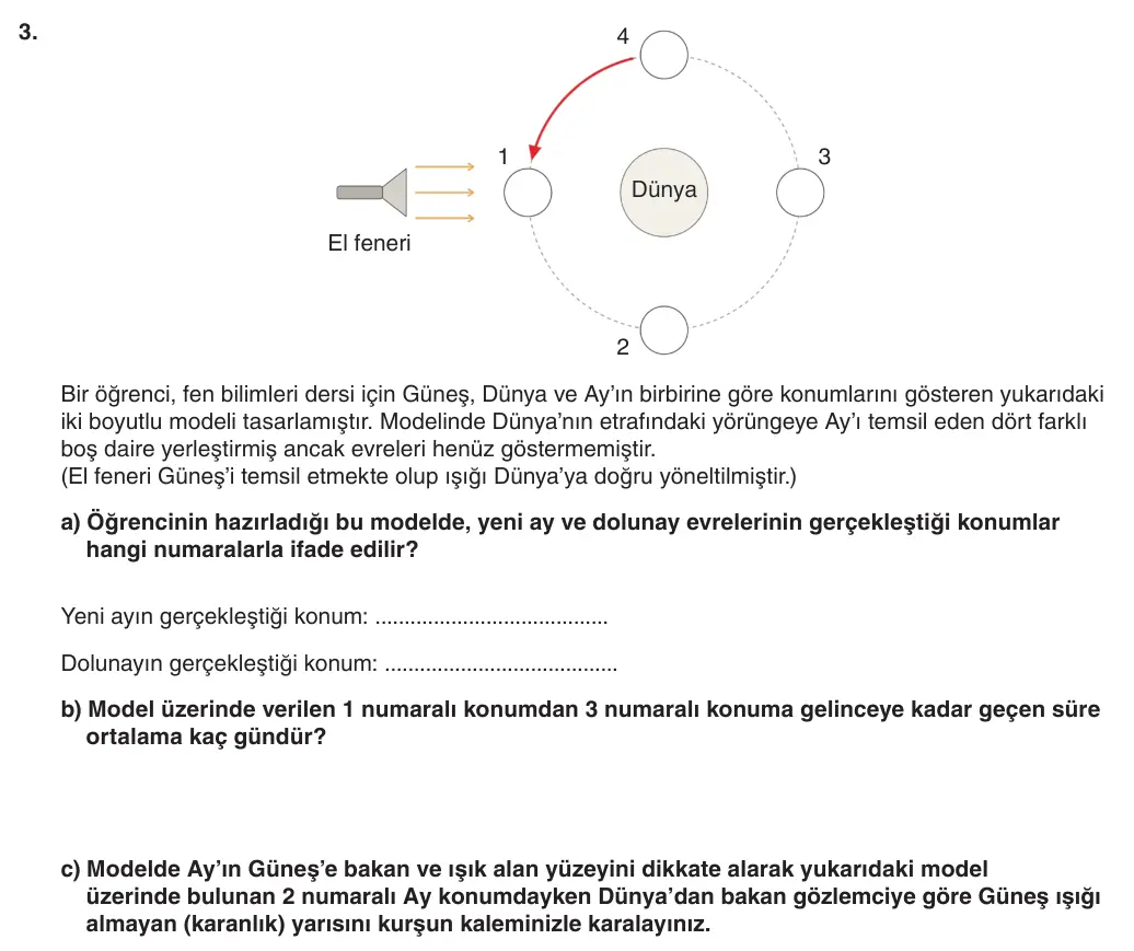 5. Sınıf Fen Bilimleri 2026-2027 1. Dönem 1. Yazılı 3. Soru (Yazılıya Hazırlanıyorum) görseli