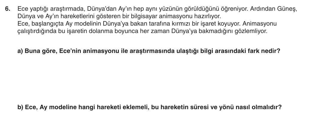 Dünya’mız ve Gökyüzündeki Komşularımız sorusu – 5. Sınıf Fen Bilimleri 2026-2027 1. Dönem 1. Yazılı 6. Soru (Yazılıya Hazırlanıyorum)