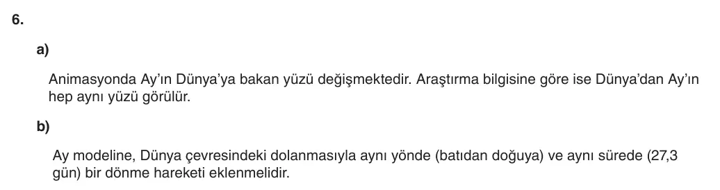 5. Sınıf Fen Bilimleri 2026-2027 1. Dönem 1. Yazılı 6. Soru (Yazılıya Hazırlanıyorum) resmi çözüm görseli