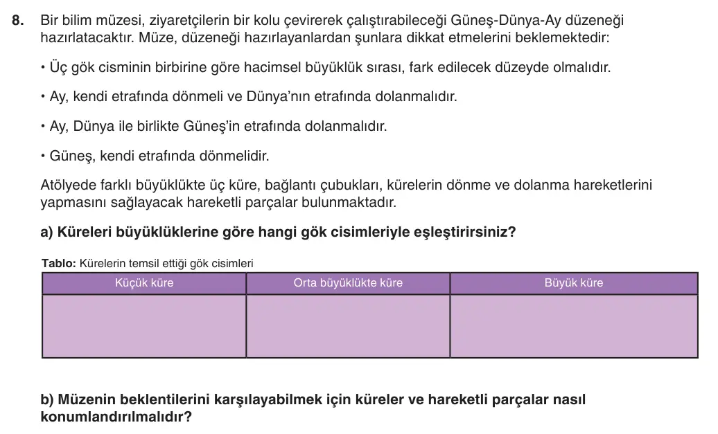 5. Sınıf Fen Bilimleri 2026-2027 1. Dönem 1. Yazılı 8. Soru (Yazılıya Hazırlanıyorum) görseli
