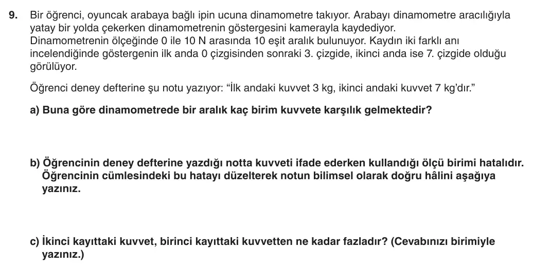 5. Sınıf Fen Bilimleri 2026-2027 1. Dönem 1. Yazılı 9. Soru (Yazılıya Hazırlanıyorum) görseli