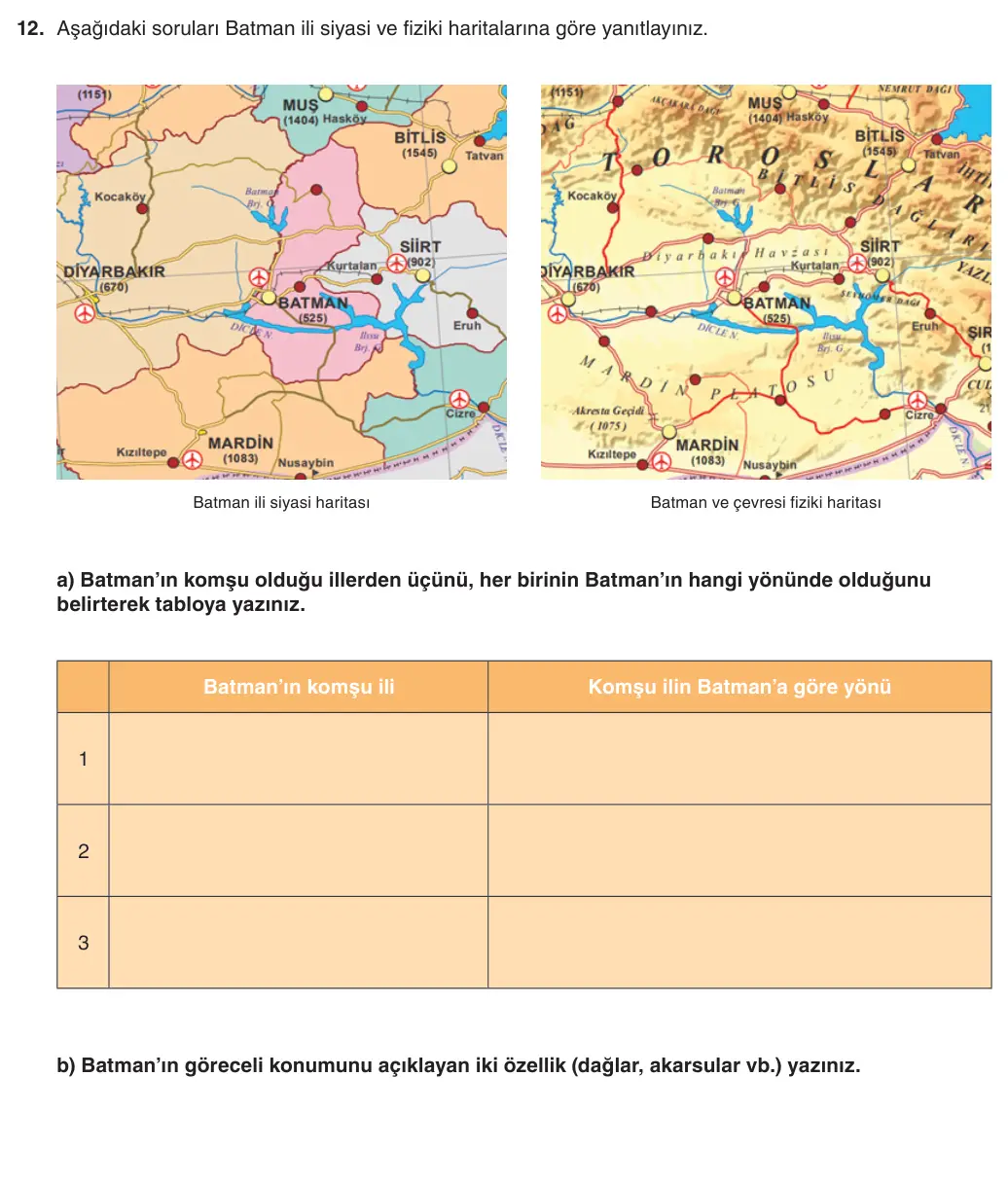 5. sınıf Sosyal Bilgiler sorusu – 2026-2027 1. dönem 1. yazılı 12. soru