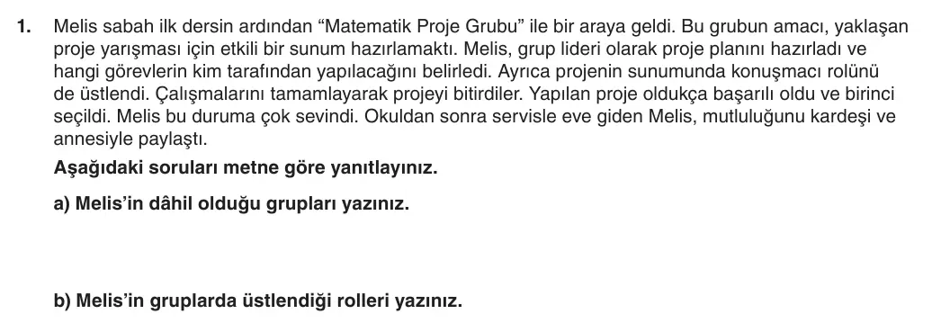 5. sınıf Sosyal Bilgiler sorusu – 2026-2027 1. dönem 1. yazılı 1. soru