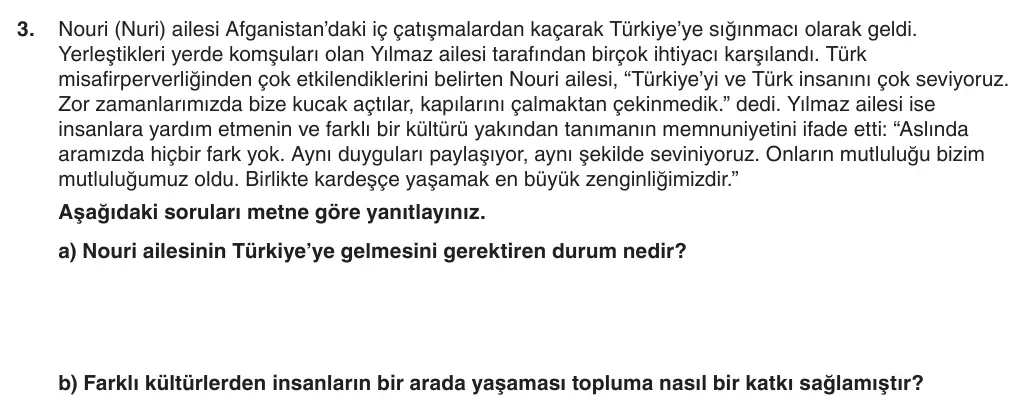 5. sınıf Sosyal Bilgiler sorusu – 2026-2027 1. dönem 1. yazılı 3. soru